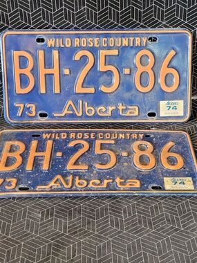 Vintage 1973 Alberta Plates. Oiler Colours